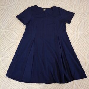 Avenue‎ Navy Blue Textured Fit & Flare Dress Women Plus Size 18 20 Short Sleeve